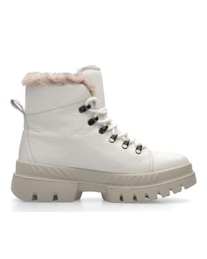 Ara Mood Insulated Plush Collar Leather Ankle Boots - Gray