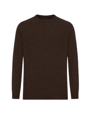 Zanone Fine Knit Wool-Blend Crewneck Sweater - Brown