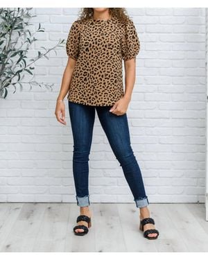 Hailey & Co Spotted Animal Print Blouse - Blue