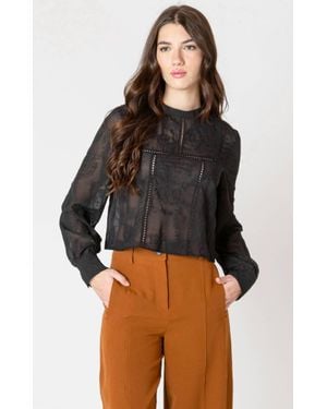 Dex Embroidered Lace Top - Black