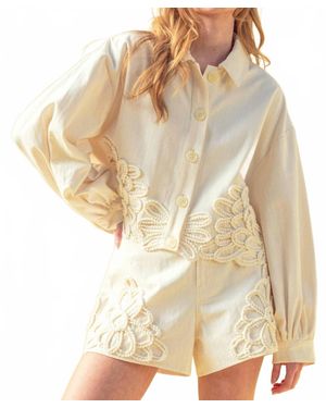 Miou Muse Floral Embellishment Jacket - Natural