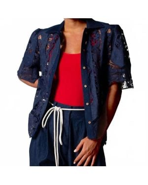 Miguelina Constance Granadilla Linen Top - Blue