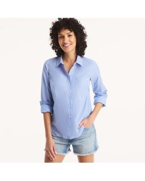 Nautica Striped Button-Up Shirt - Blue