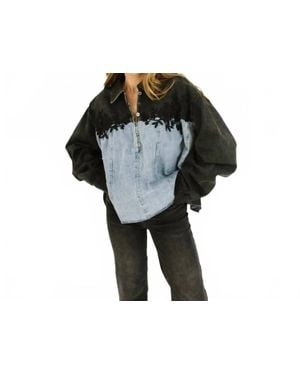 Bucketlist Colby Denim Pullover Top - Black