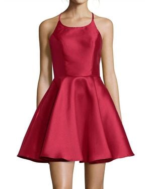 Alyce Paris Sleeveless Halter Cocktail Dress - Red