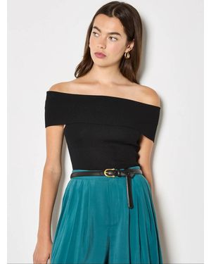 Apricot Cali Off The Shoulder Knit Top - Black