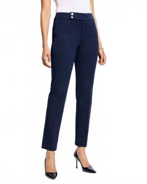 NIC+ZOE Copley Straight Cotton Bi-Stretch Extended Tab Pant - Blue