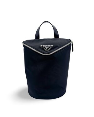 Prada Nylon Top Handle Bucket Bag - Blue