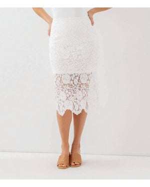 Karen Kane Lace Midi Pencil Skirt - White