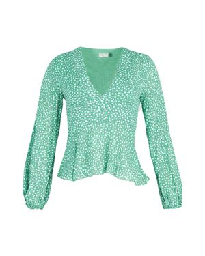 RIXO London Bishop Sleeve Floral Print Top - Green