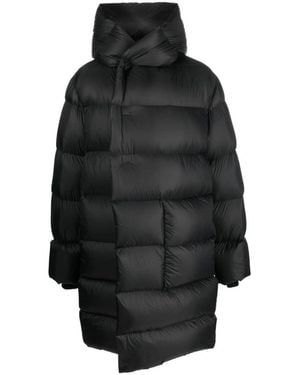 Rick Owens Quilted Down Coat With Design - Black
