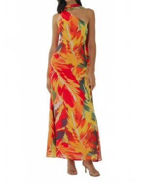 Hutch Sharita Scarf Neck Tie Maxi Dress - Red
