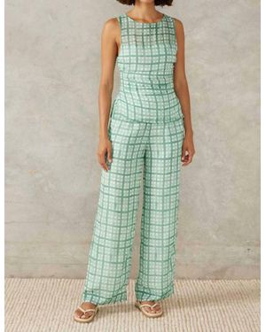 MON RENN Seaside Check Pants - Green