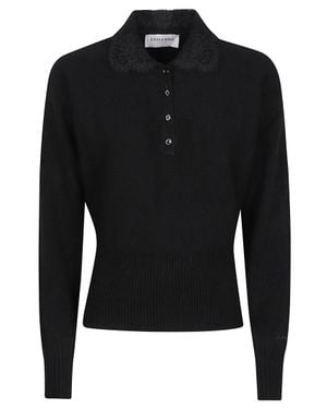 ERMANNO FIRENZE Long Sleeve Polo Neck Viscose-Blend Sweater - Black