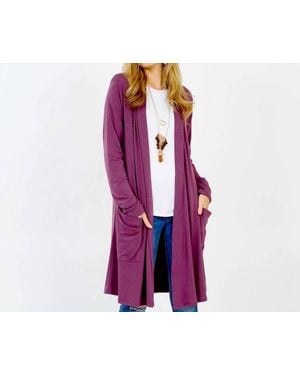 Reine Krief Microfiber Open Cardigan - Purple