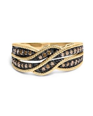 Haus of Brilliance 10K Plated .925 Sterling 1/2 Cttw Champagne Diamond Twisted Braid Band Ring - Metallic