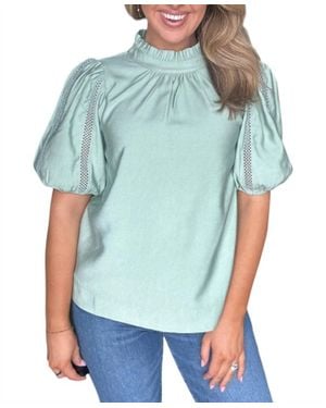 Jade & Joy Joy Ruffle Neck Top - Green