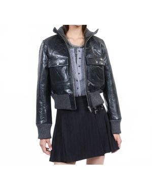 The Kooples Cropped Leather Jacket - Black