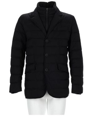 Herno Padded Jacket With Notched Lapel And Horizontal Quilting - Black