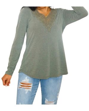 Emerald Collection Lacey Long Sleeve V Neck - Green