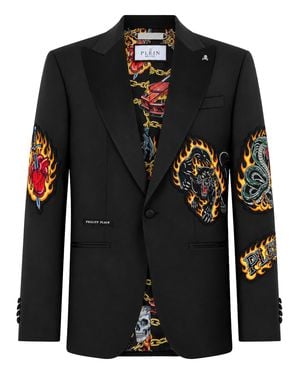 Philipp Plein Regular Fit Blazer Urban Jungle - Black