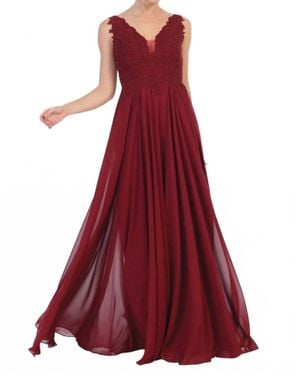 EVA Long Sleeveless Formal Evening Elegant Dress - Red