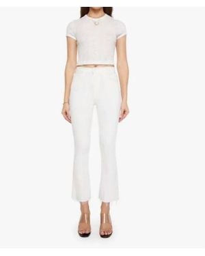 Mother Hustler Ankle Fray Denim Jeans - White