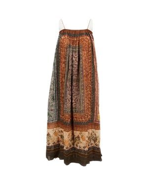 Into The East Sleeveless Printed Maxi Dress With Relaxed Silhouette - Brown