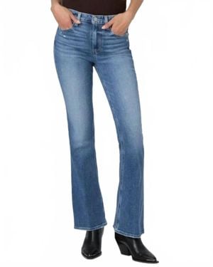 PAIGE Laurel High-Rise Bootcut Jeans With Raw Hem - Blue