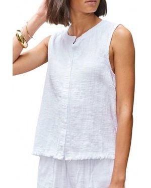 Bobi Button Front Tank Top - White