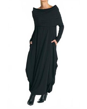 Planet By Lauren G. Matte Jersey Curtain Dress - Black