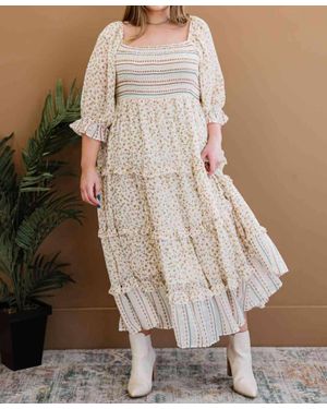 Davi & Dani First Bloom Run Smocked Tiered Dress - Brown