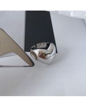 Fashnzfab Chunky Heart Ring (Adjustable) - Black