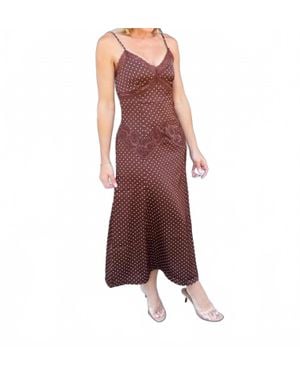Blu Pepper Satin Cami Polka Dot Maxi Dress - Red