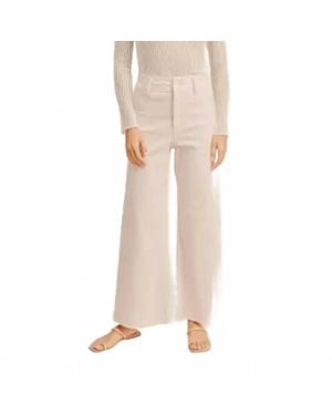 Miou Muse Straight Wide Leg Denim Pants - Natural