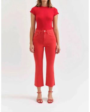 DAZE High-Rise Crop Flare Jeans - Red
