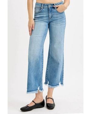Risen Mid Rise Crop Wide Leg Jeans - Blue