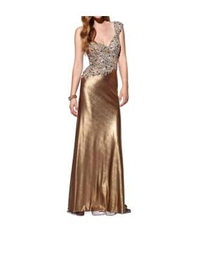 Terani Crystals Sequin Prom Dress - Brown