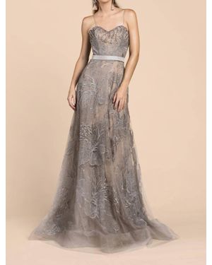 Andrea & Leo Couture Oriental Orchid Lace Gown - Natural