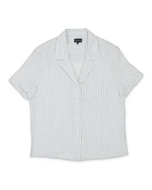 CALLIPYGIAN Stripe Bowling Shirt - White
