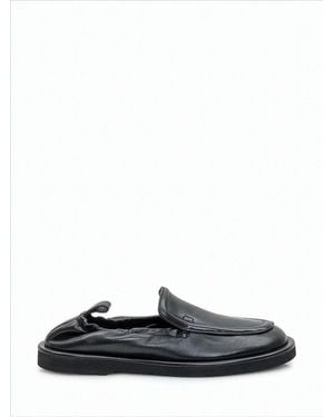 Studio Nicholson Minimalist Leather Slip-On Loafers - Black