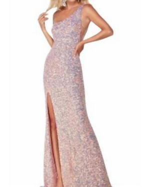 Alyce Paris One Shoulder Side Slit Formal Dress - Multicolor