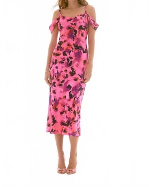Joseph Ribkoff Floral Cold-Shoulder Dress - Red