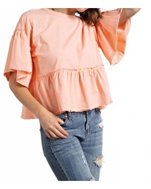 Easel Ruffle Babydoll Top - Orange