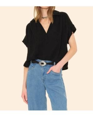 Xirena Reggie Split Neck Top - Black