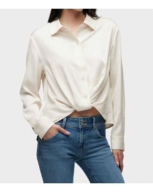 Hudson Jeans Long Sleeve Knotted Button Down Shirt - White