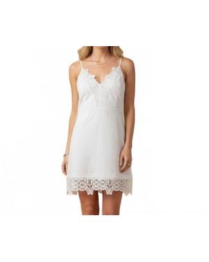 Laundry by Shelli Segal Sleeveless Linen Crochet Trim Mini Dress - White
