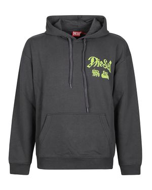 DIESEL S-Box T-Aa2 Relaxed-Fit Neon Graphic Hoodie - Gray