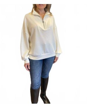 Ariella Cable Knit Sweater With Zipper - Blue