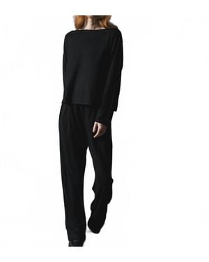 Ripley Rader Sweater-Knit Boat Neck Top - Black